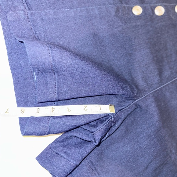 1822 Denim Navy High Waist Shorts with Gold Accents - Picture 3 of 6